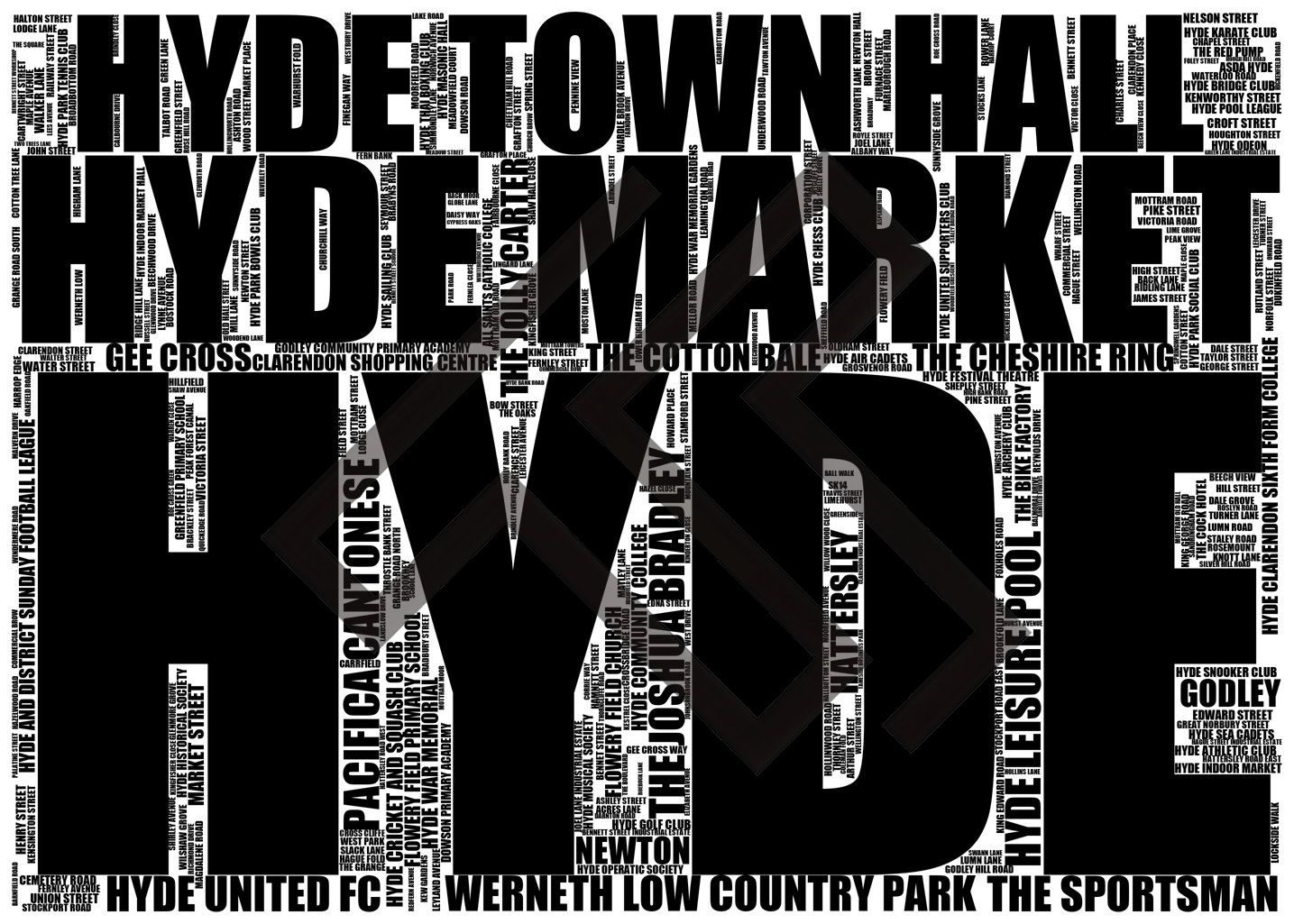 Hyde - Premium Typographic Word Cloud Prints, Posters & Gifts