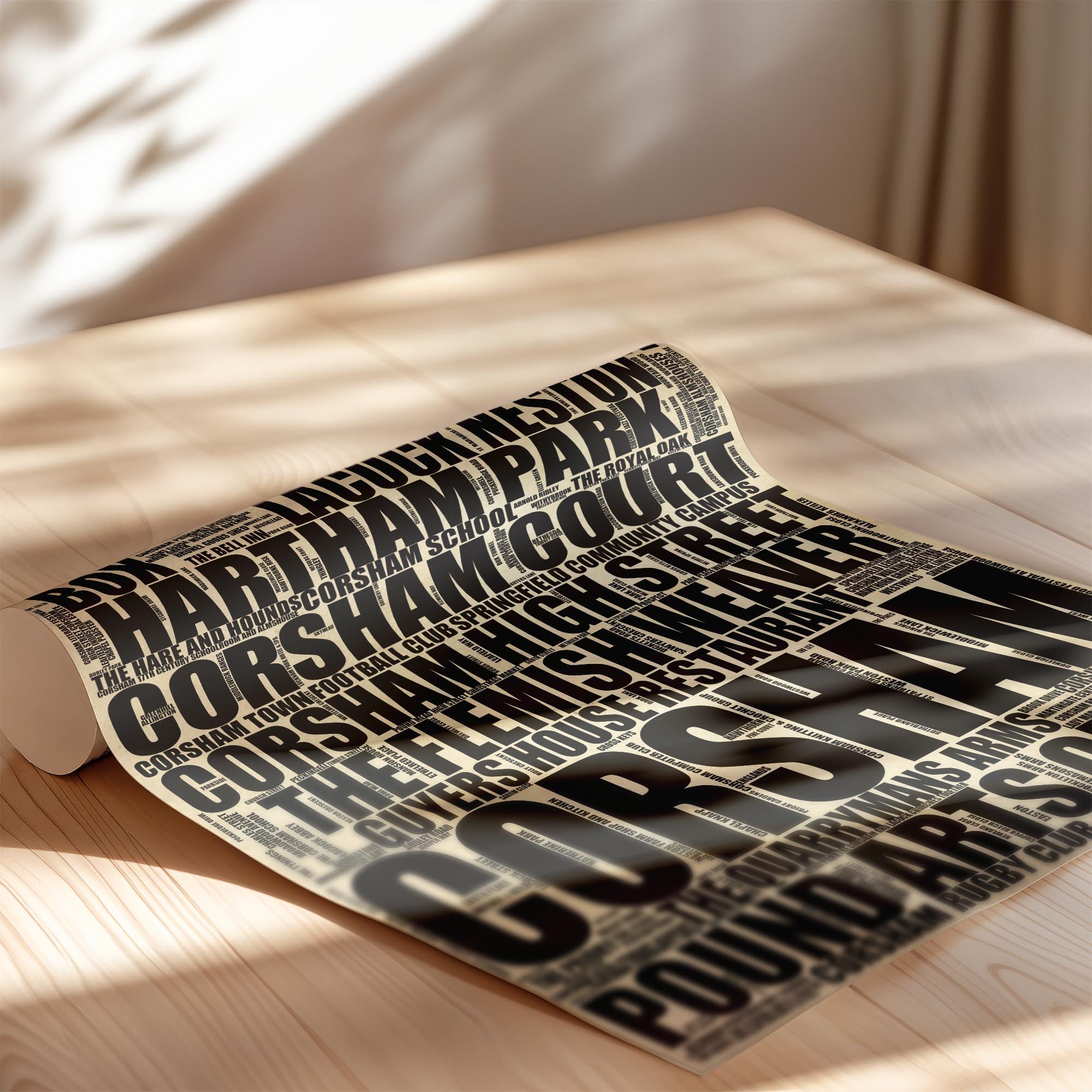 Corsham - Premium Typographic Word Cloud Prints, Posters & Gifts