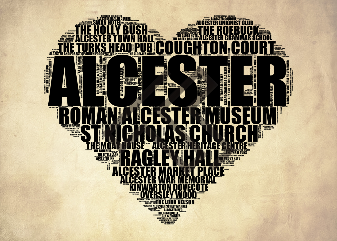 Alcester - Premium Typographic Word Cloud Prints, Posters & Gifts