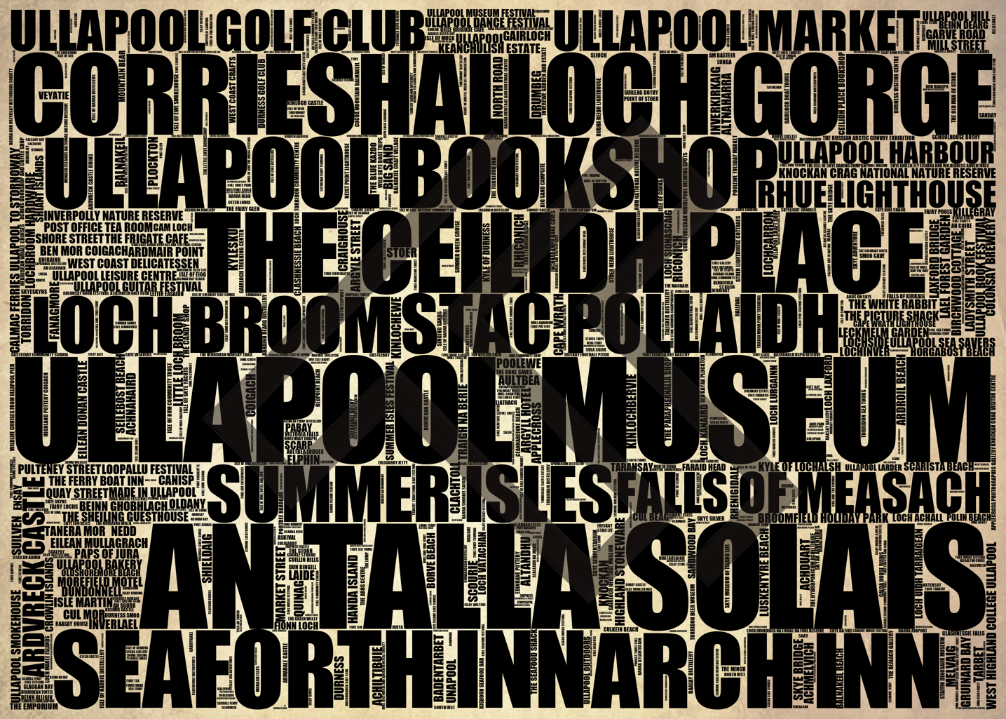 Ullapool - Premium Typographic Word Cloud Prints, Posters & Gifts