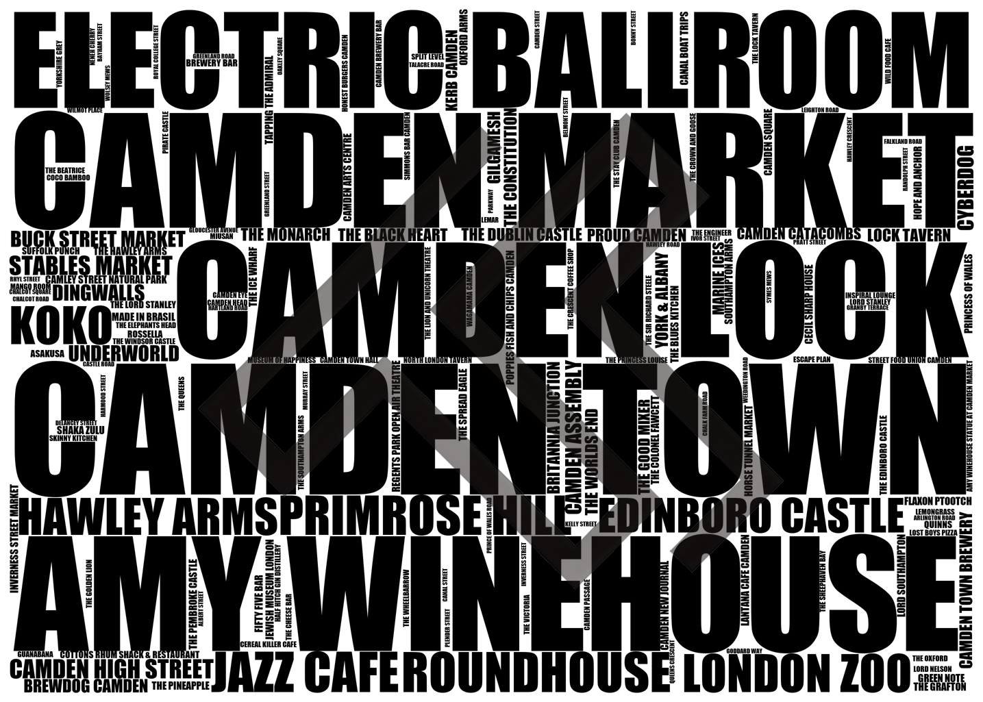 Camden Town - Premium Typographic Word Cloud Prints, Posters & Gifts