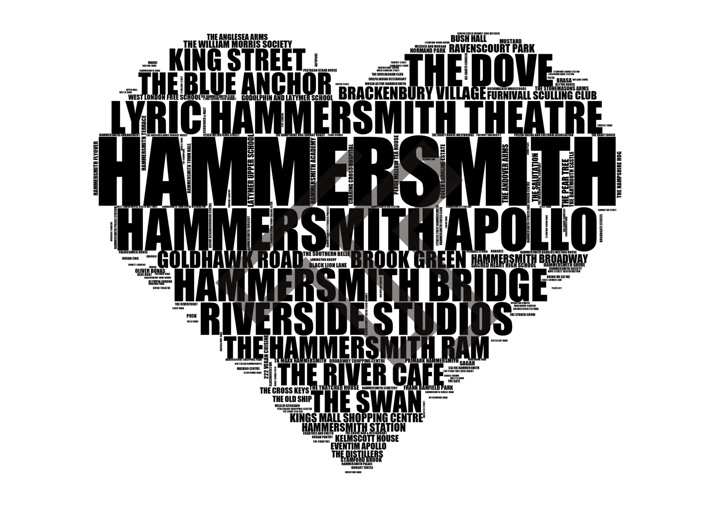 Hammersmith - Premium Typographic Word Cloud Prints, Posters & Gifts