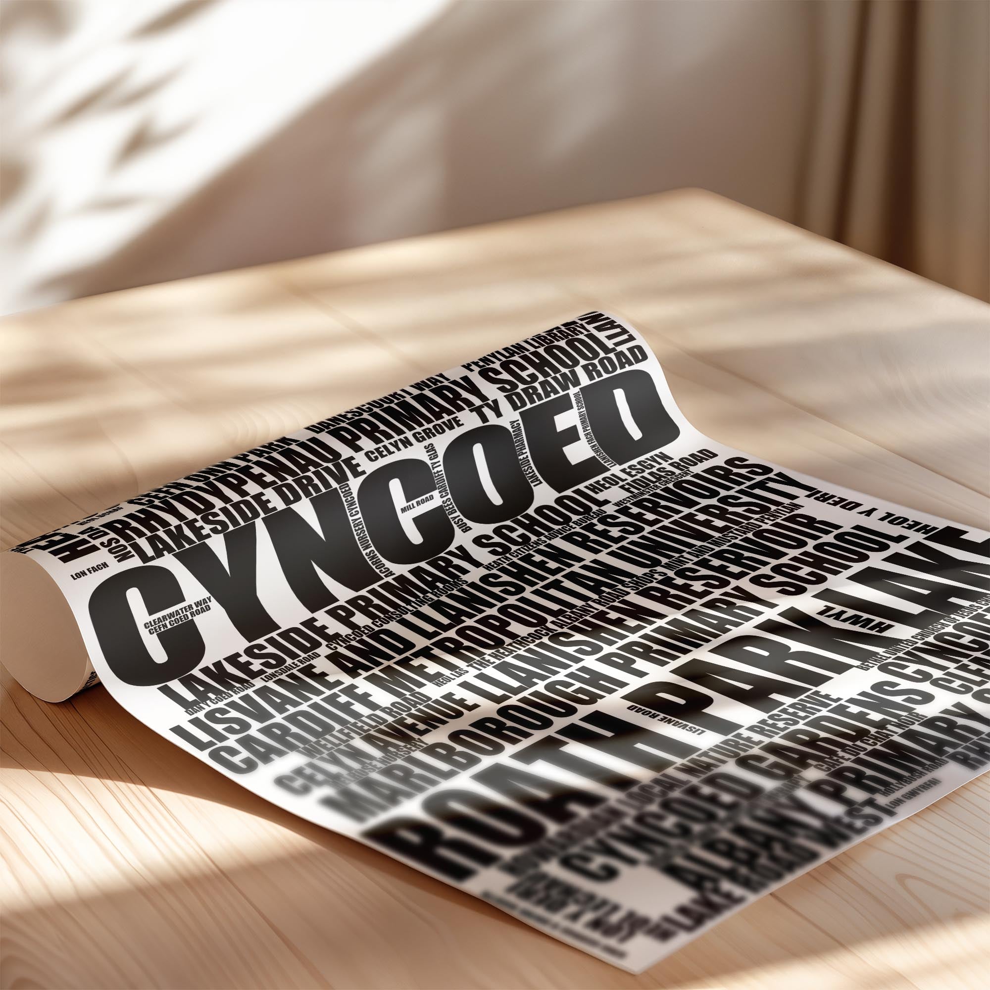 Cyncoed - Premium Typographic Word Cloud Prints, Posters & Gifts