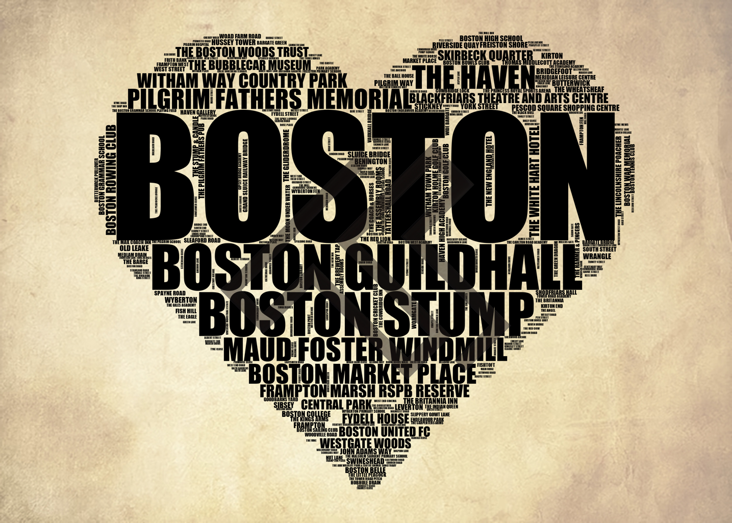 Boston - Premium Typographic Word Cloud Prints, Posters & Gifts