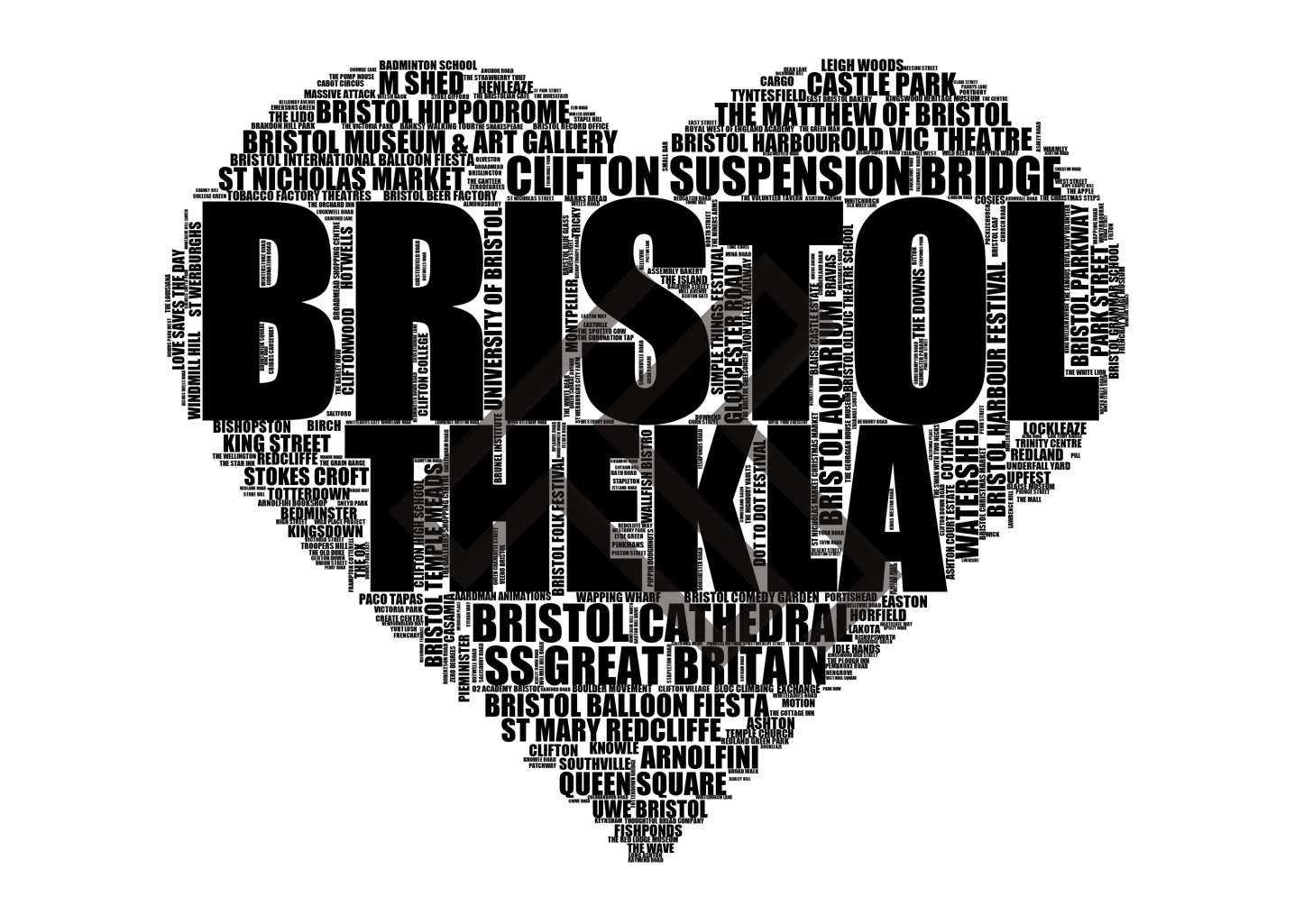 Bristol - Premium Typographic Word Cloud Prints, Posters & Gifts