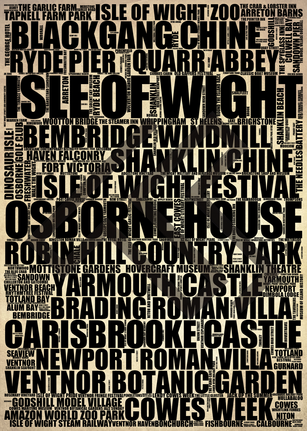 Isle of Wight - Premium Typographic Word Cloud Prints, Posters & Gifts