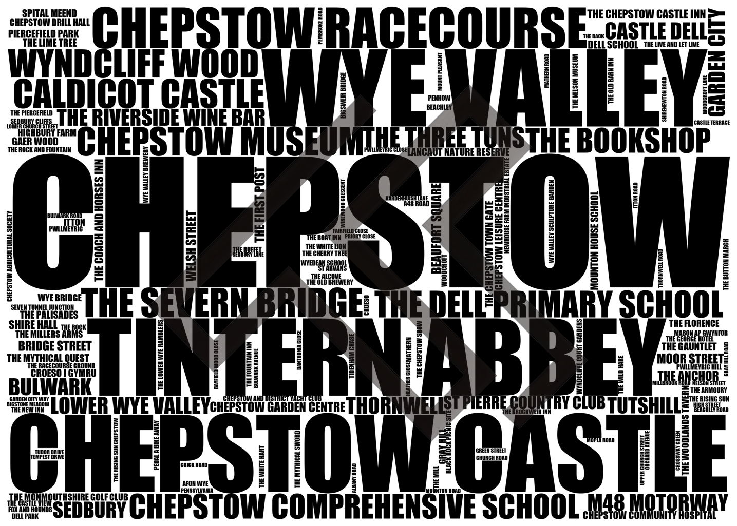 Chepstow - Premium Typographic Word Cloud Prints, Posters & Gifts