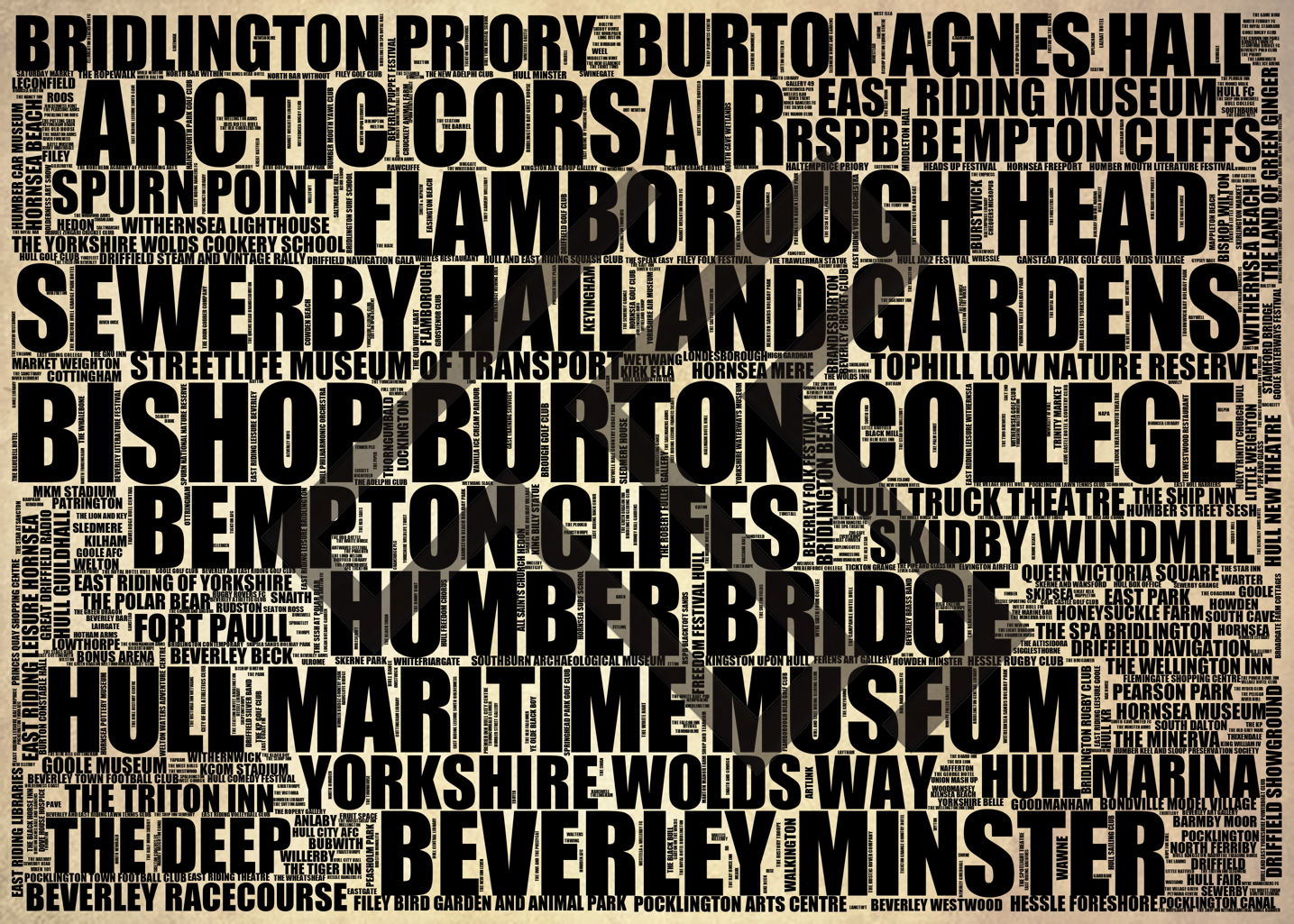 East Riding of Yorkshire - Premium Typographic Word Cloud Prints, Posters & Gifts