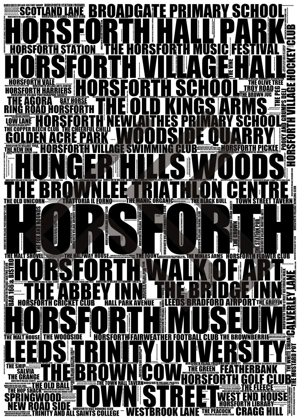 Horsforth - Premium Typographic Word Cloud Prints, Posters & Gifts