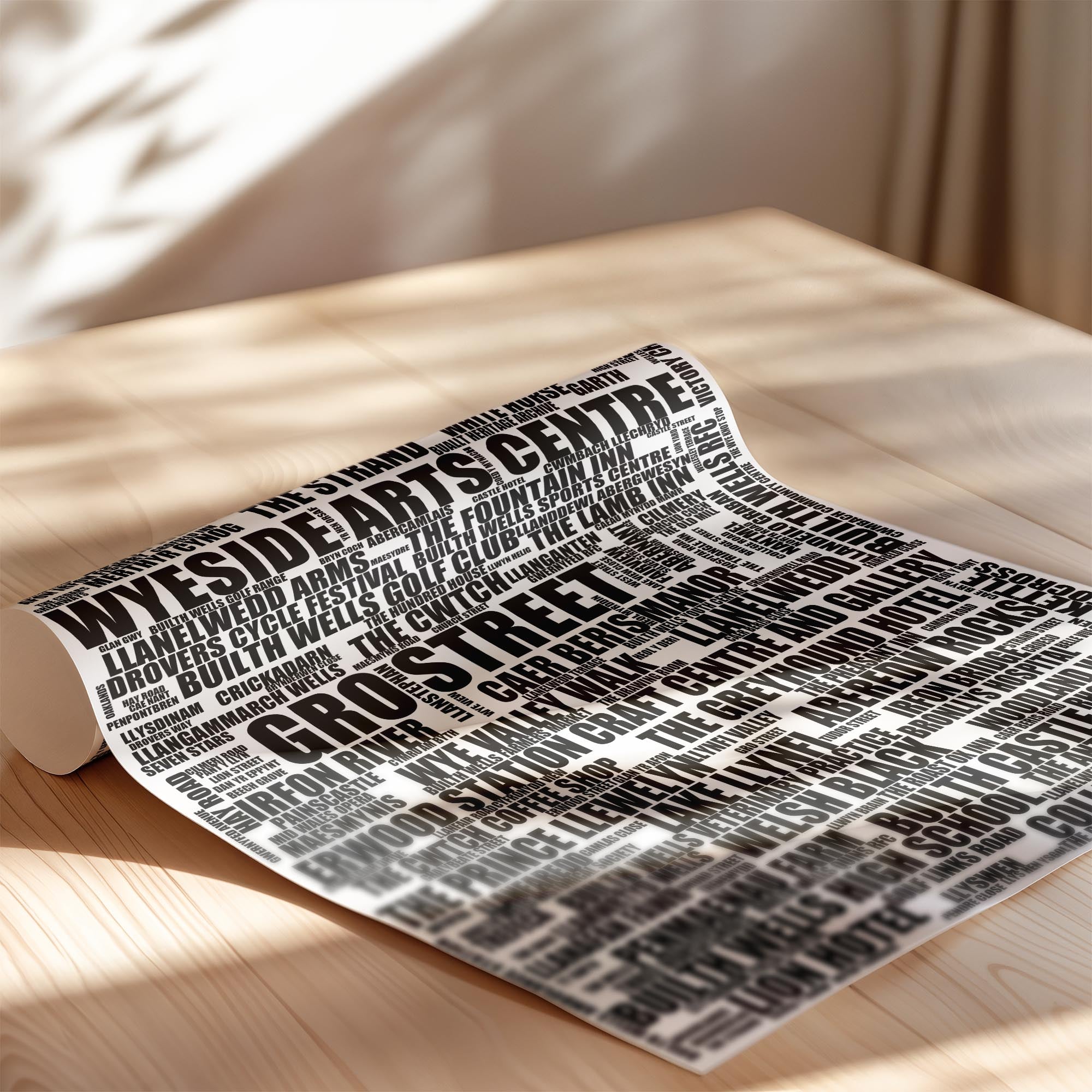 Builth Wells - Premium Typographic Word Cloud Prints, Posters & Gifts