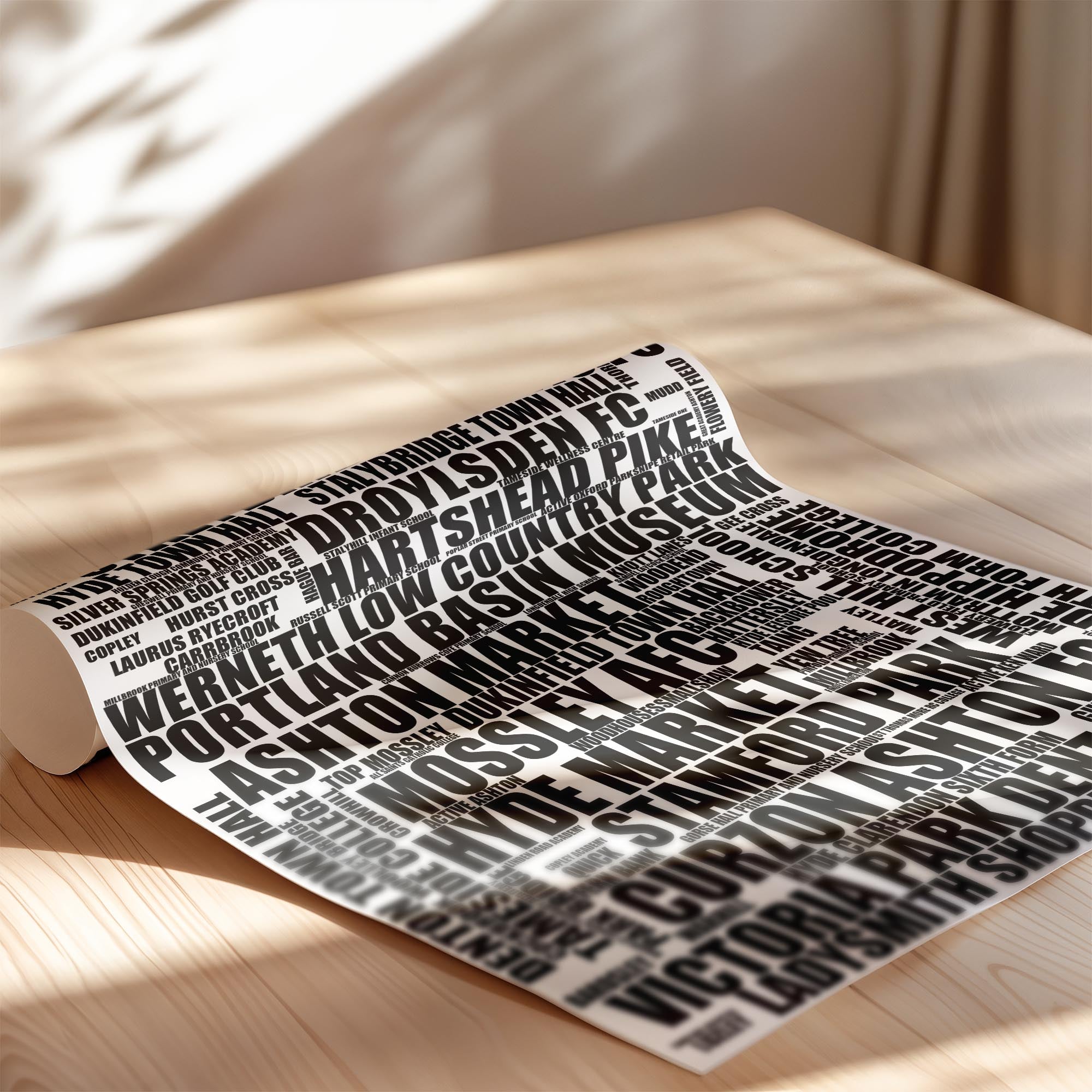 Tameside - Premium Typographic Word Cloud Prints, Posters & Gifts