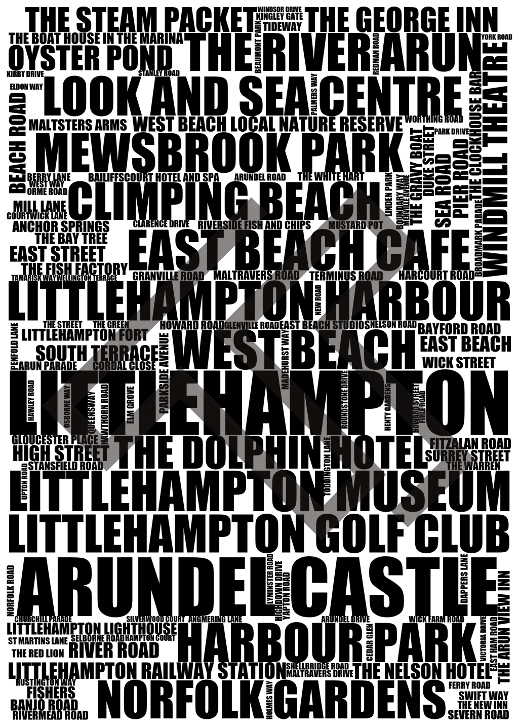 Littlehampton - Premium Typographic Word Cloud Prints, Posters & Gifts