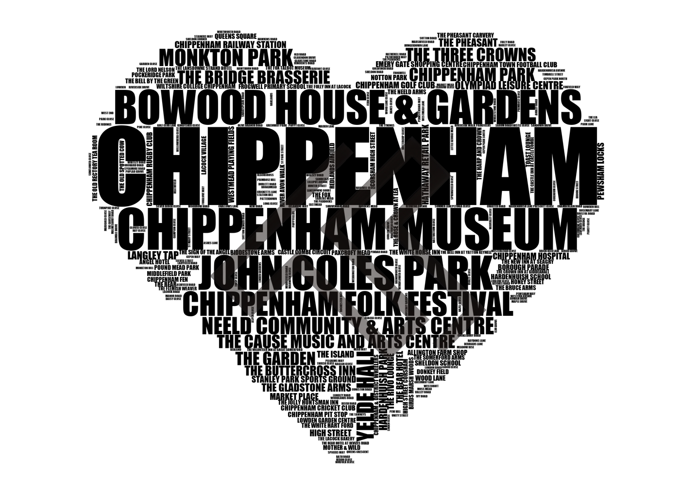 Chippenham - Premium Typographic Word Cloud Prints, Posters & Gifts