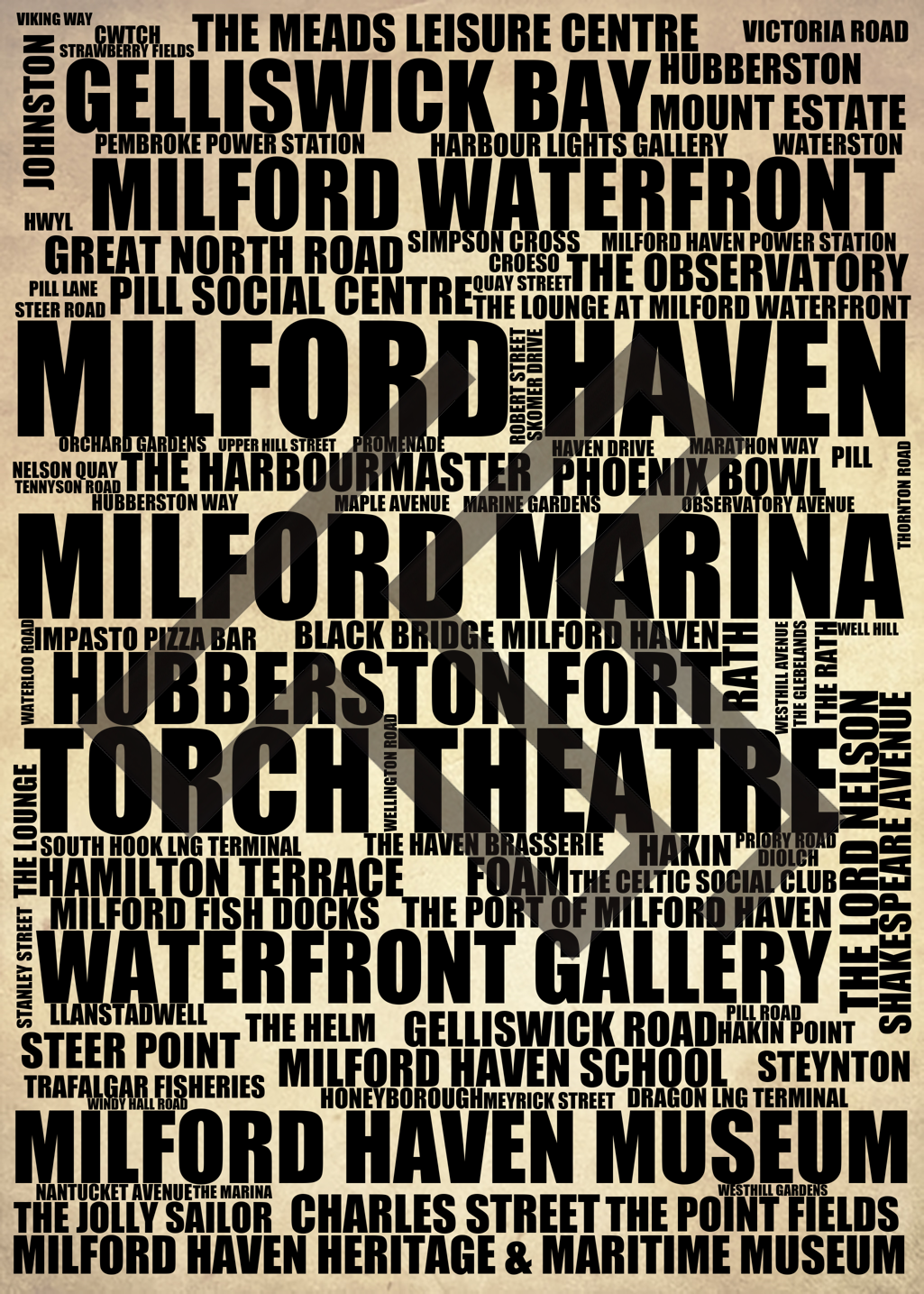 Milford Haven - Premium Typographic Word Cloud Prints, Posters & Gifts