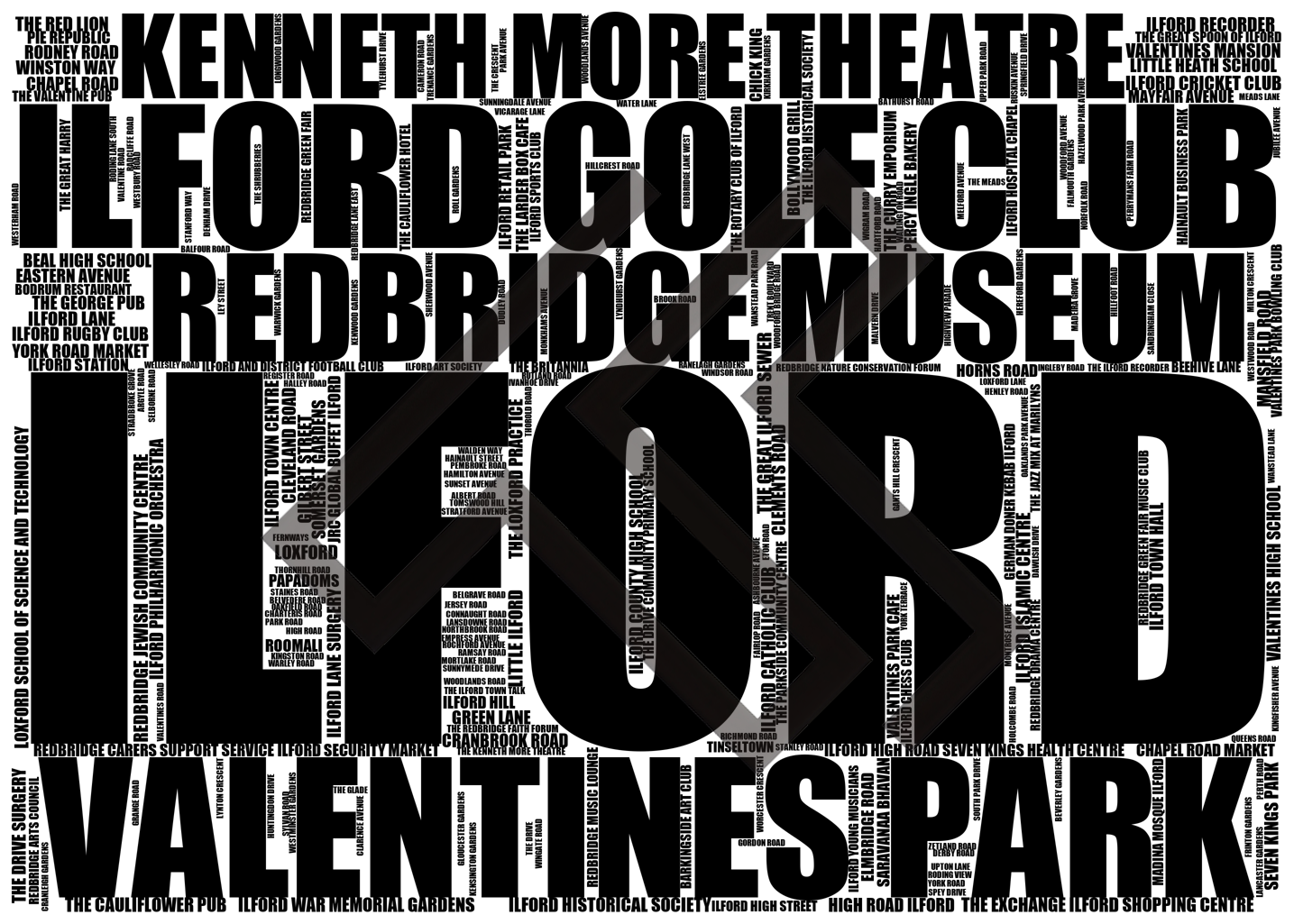 Ilford - Premium Typographic Word Cloud Prints, Posters & Gifts