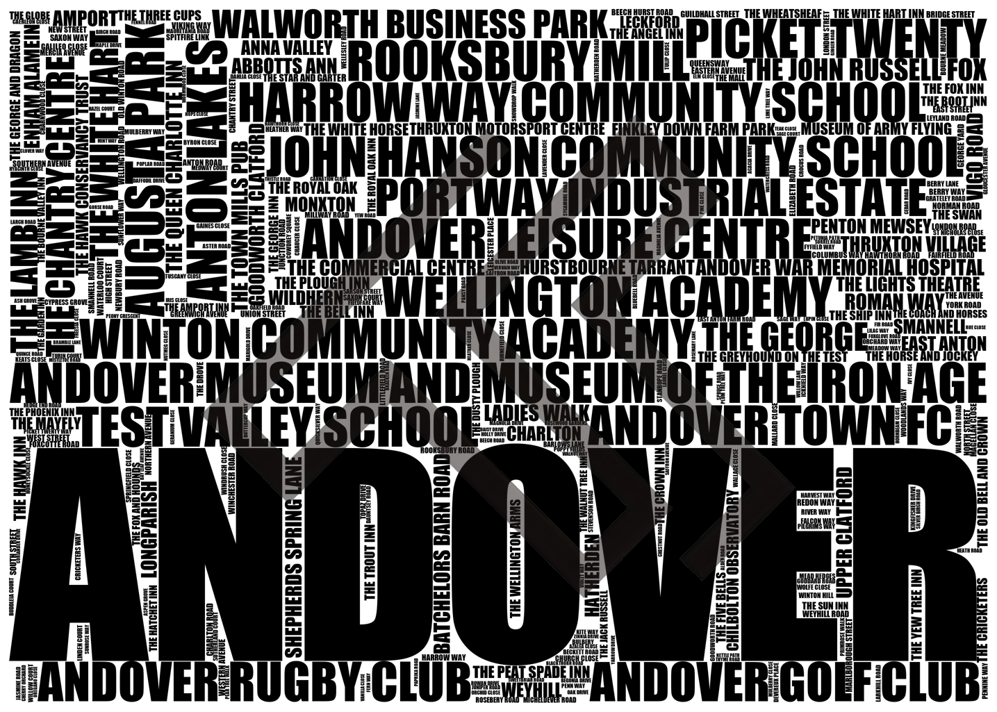 Andover - Premium Typographic Word Cloud Prints, Posters & Gifts