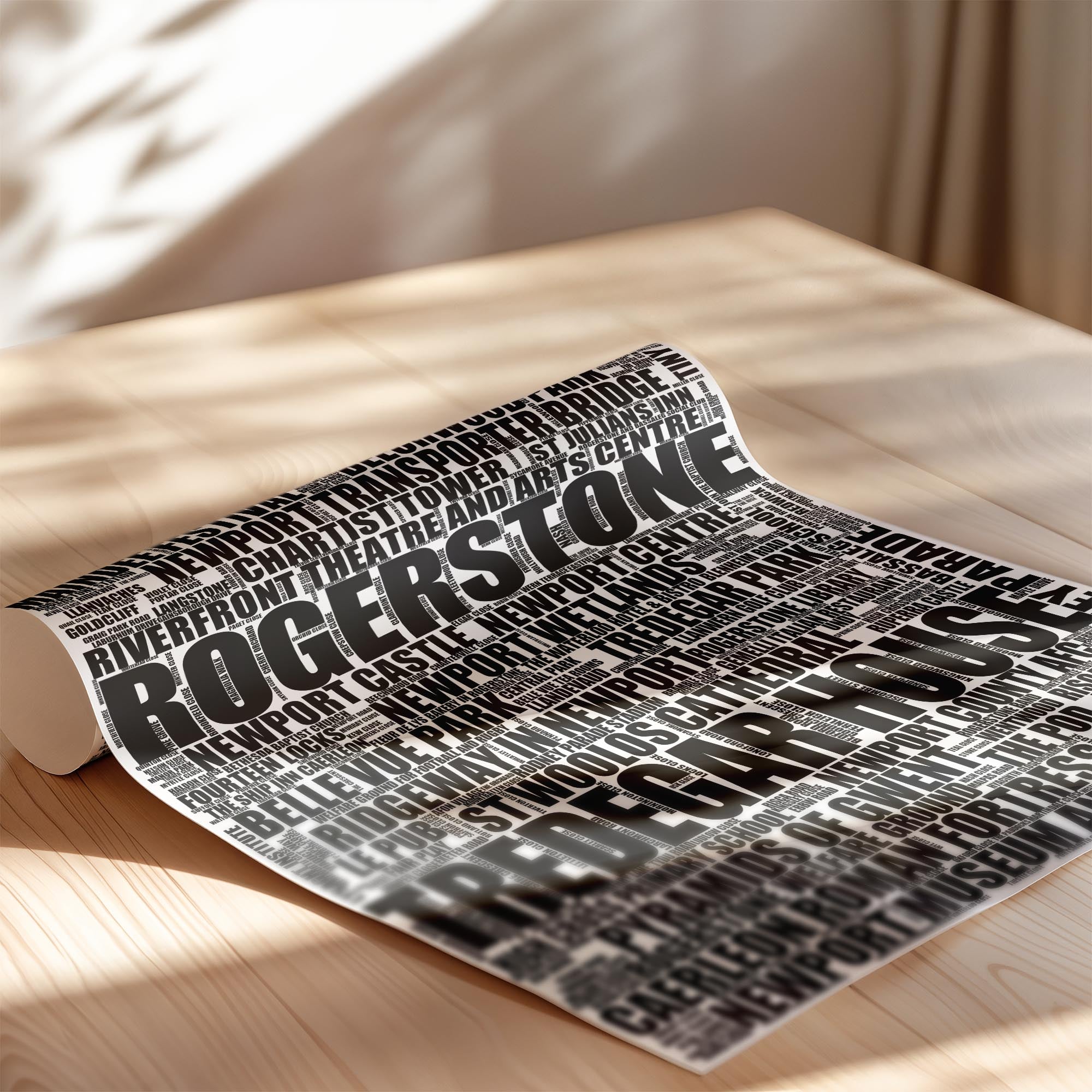 Rogerstone - Premium Typographic Word Cloud Prints, Posters & Gifts