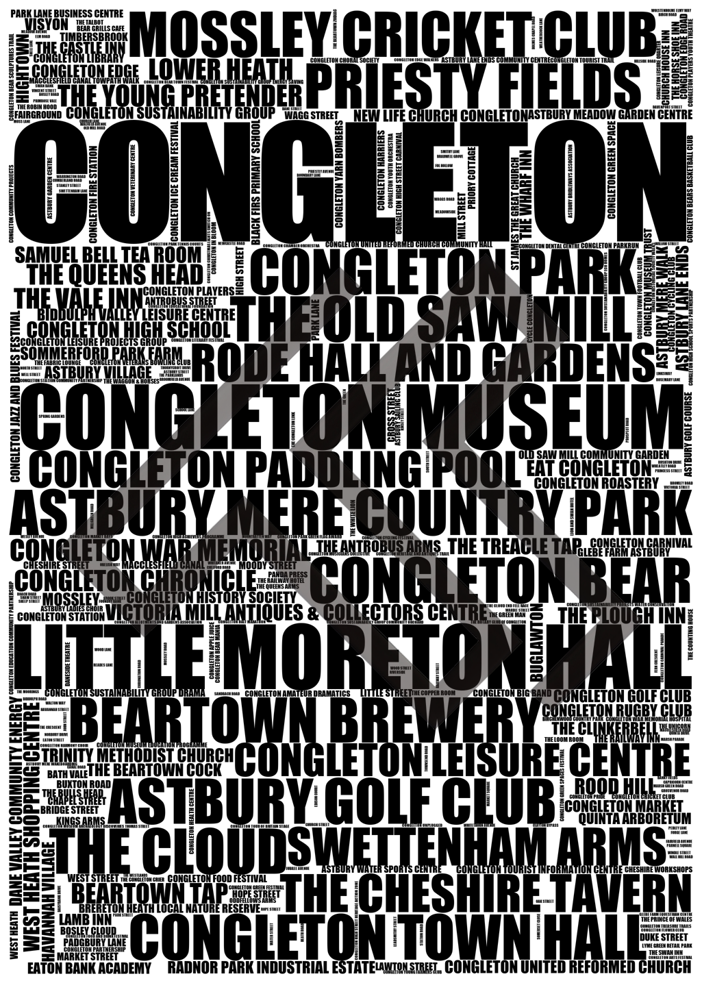 Congleton - Premium Typographic Word Cloud Prints, Posters & Gifts