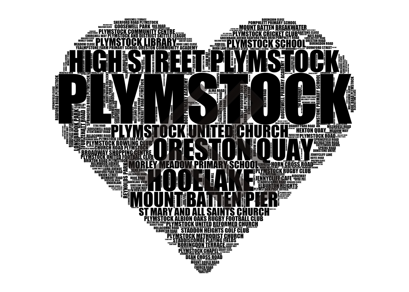 Plymstock - Premium Typographic Word Cloud Prints, Posters & Gifts