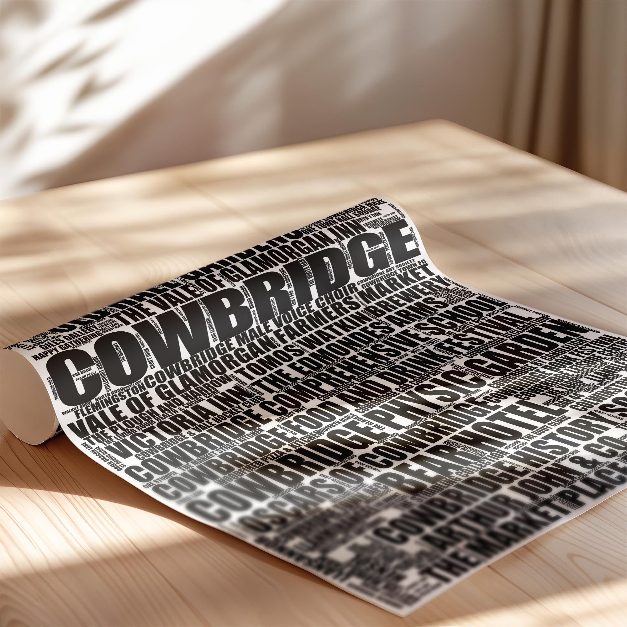 Cowbridge - Premium Typographic Word Cloud Prints, Posters & Gifts