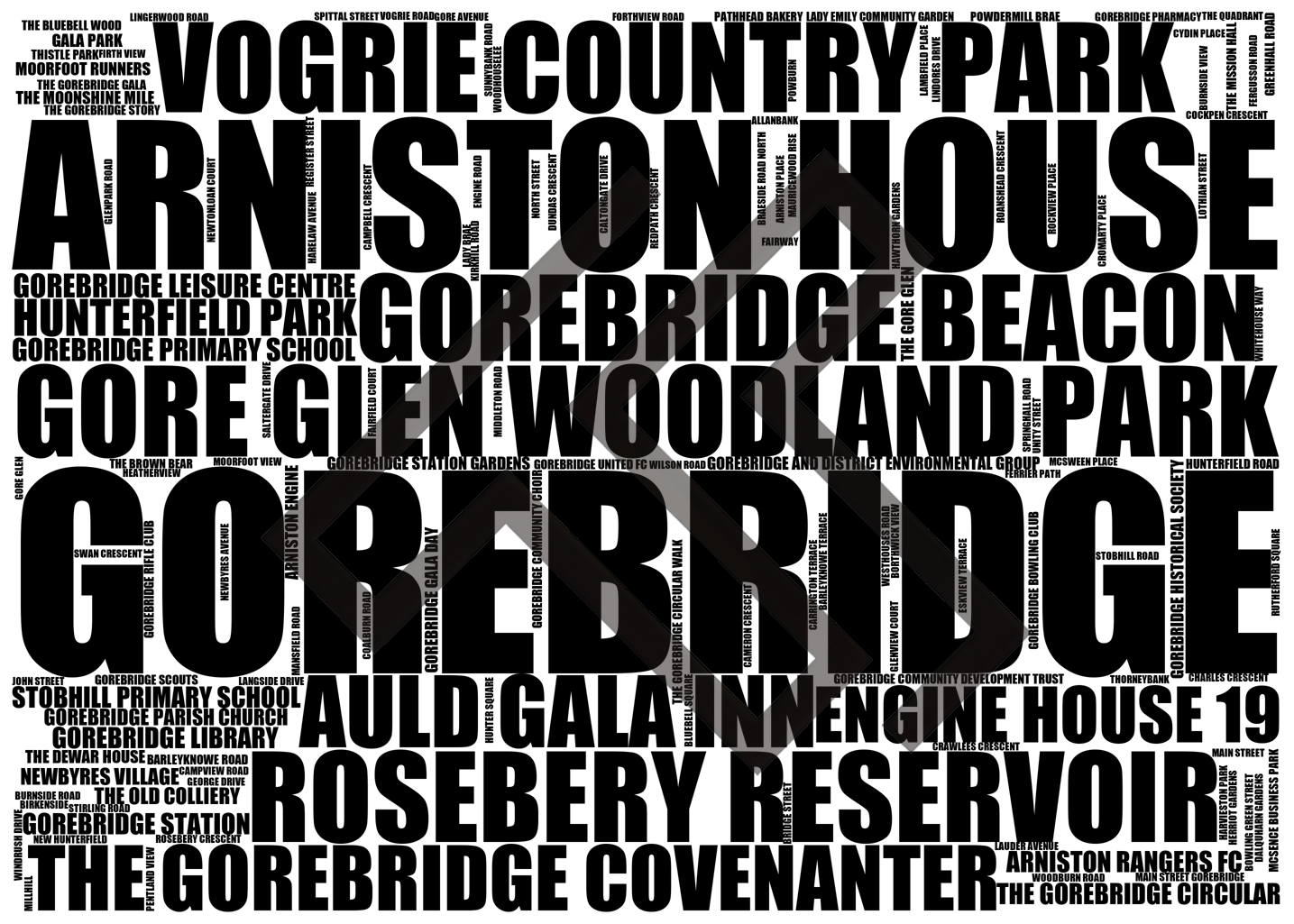 Gorebridge - Premium Typographic Word Cloud Prints, Posters & Gifts