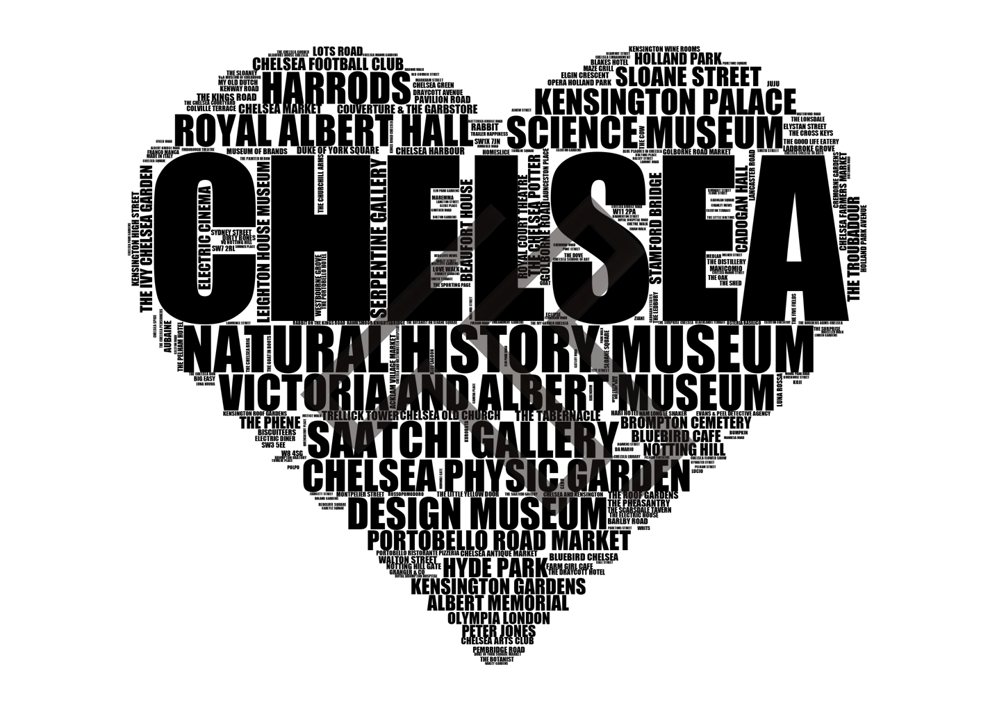 Chelsea - Premium Typographic Word Cloud Prints, Posters & Gifts
