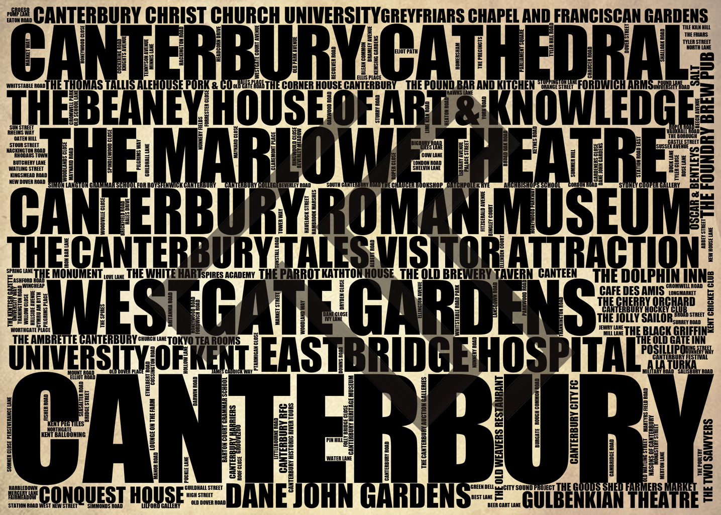 Canterbury - Premium Typographic Word Cloud Prints, Posters & Gifts