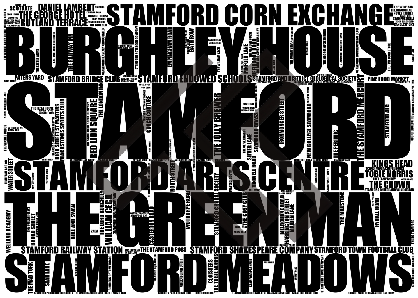 Stamford - Premium Typographic Word Cloud Prints, Posters & Gifts