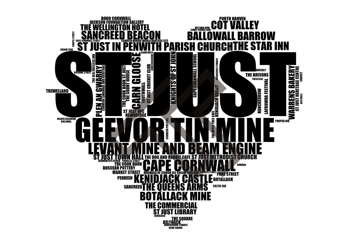 St Just - Premium Typographic Word Cloud Prints, Posters & Gifts