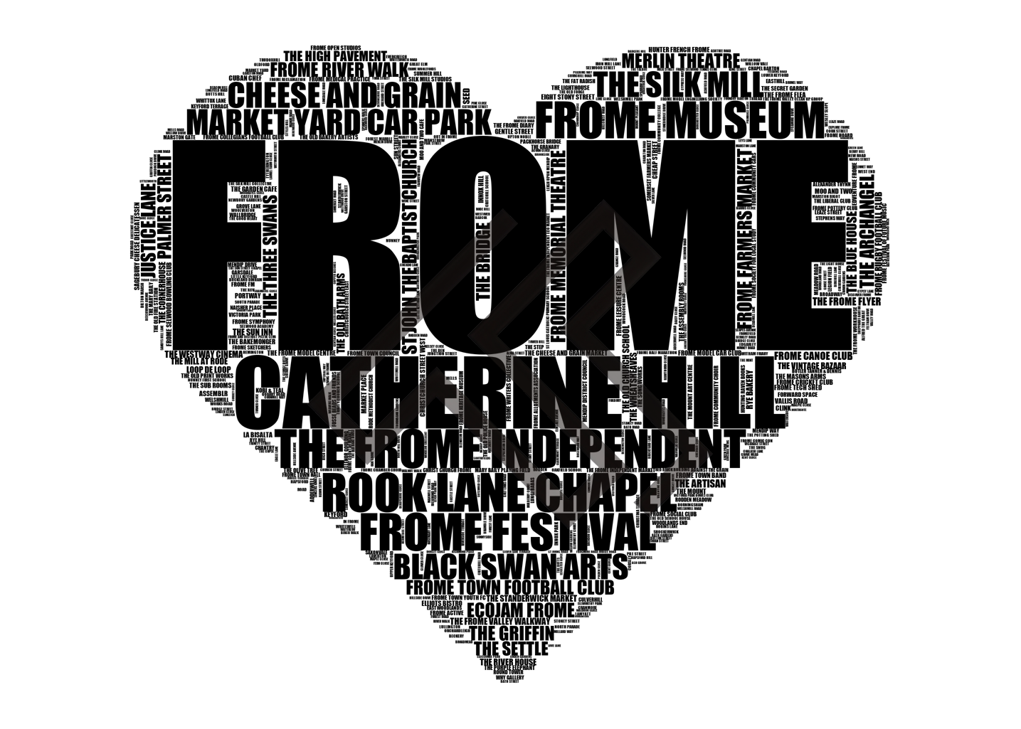 Frome - Premium Typographic Word Cloud Prints, Posters & Gifts