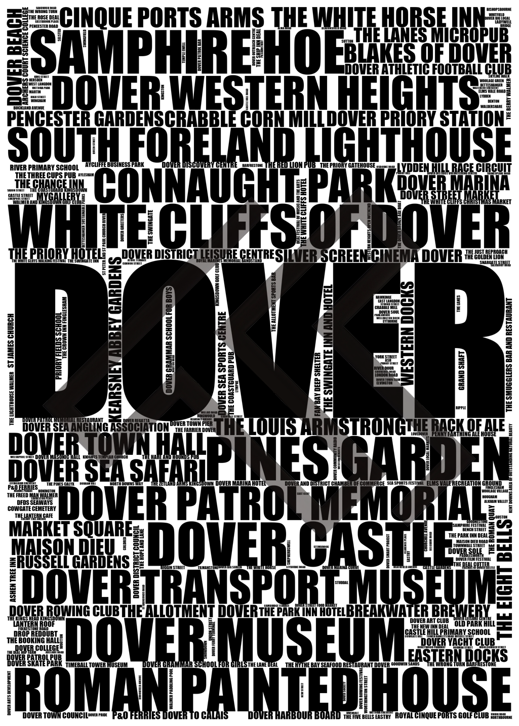 Dover - Premium Typographic Word Cloud Prints, Posters & Gifts