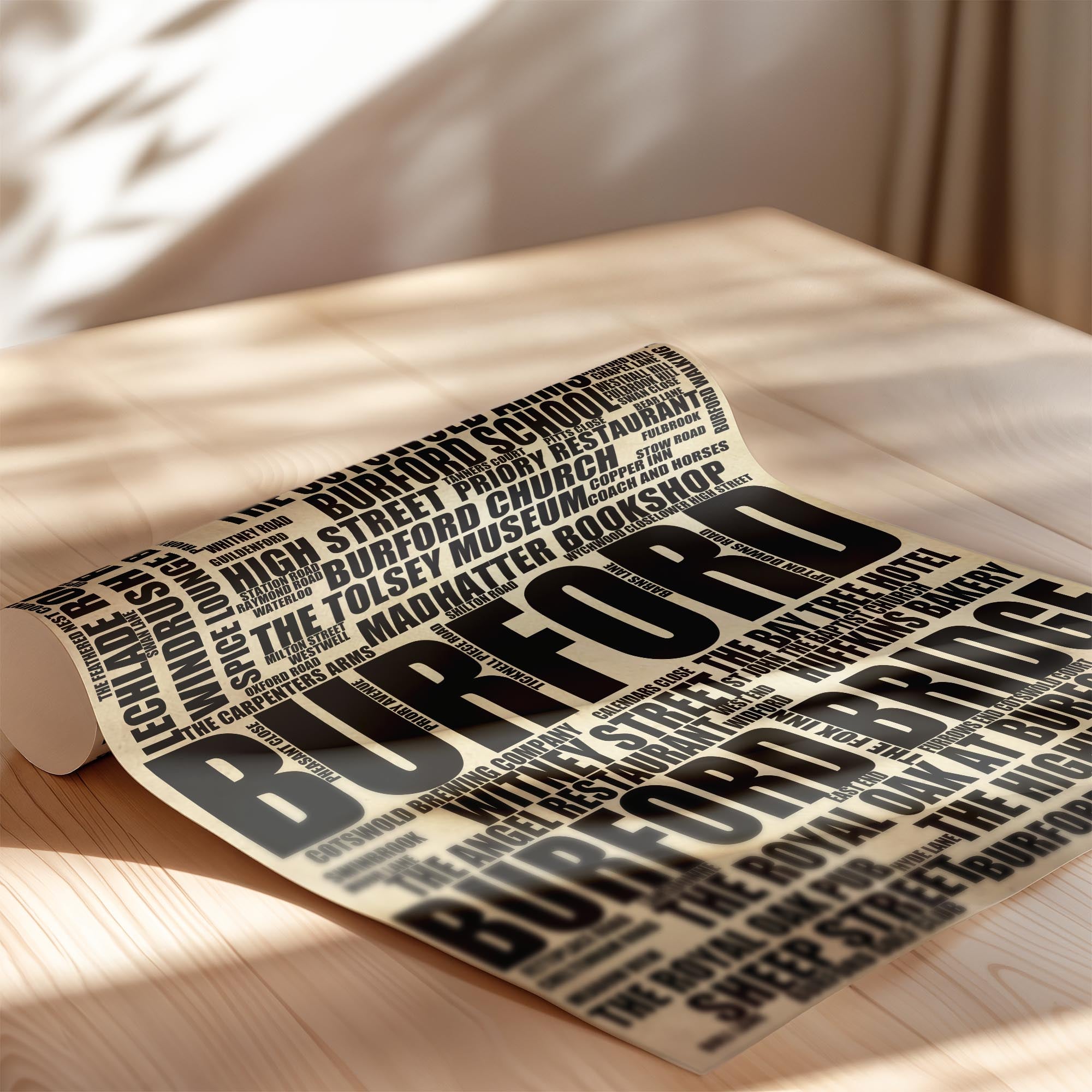 Burford - Premium Typographic Word Cloud Prints, Posters & Gifts