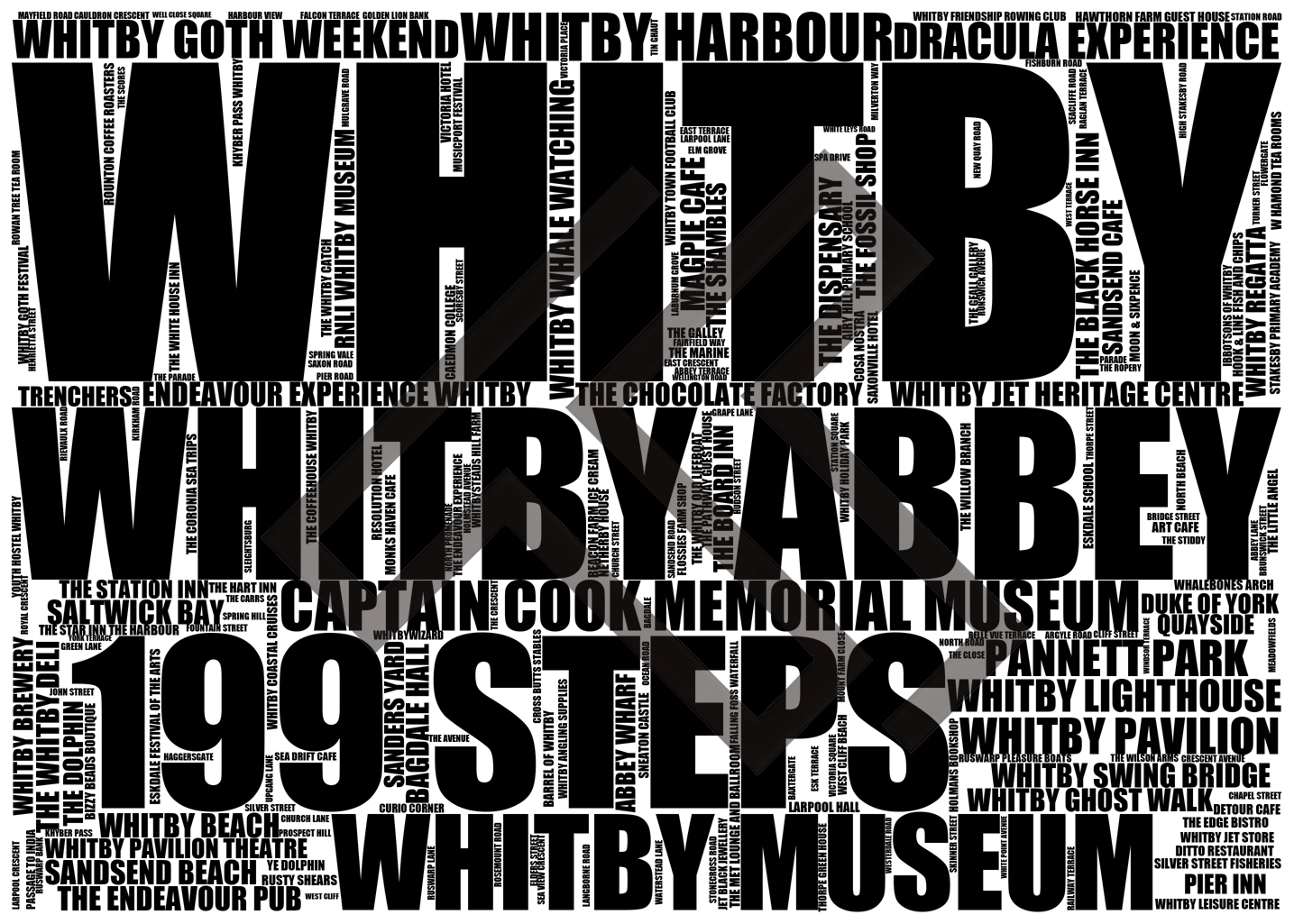 Whitby - Premium Typographic Word Cloud Prints, Posters & Gifts