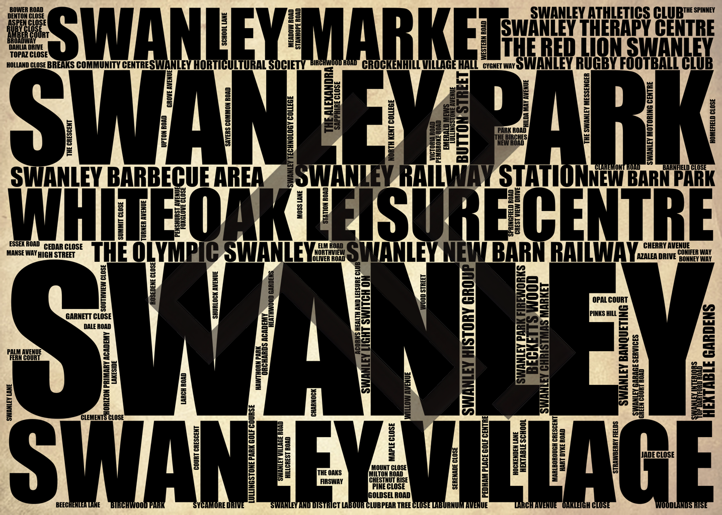 Swanley - Premium Typographic Word Cloud Prints, Posters & Gifts