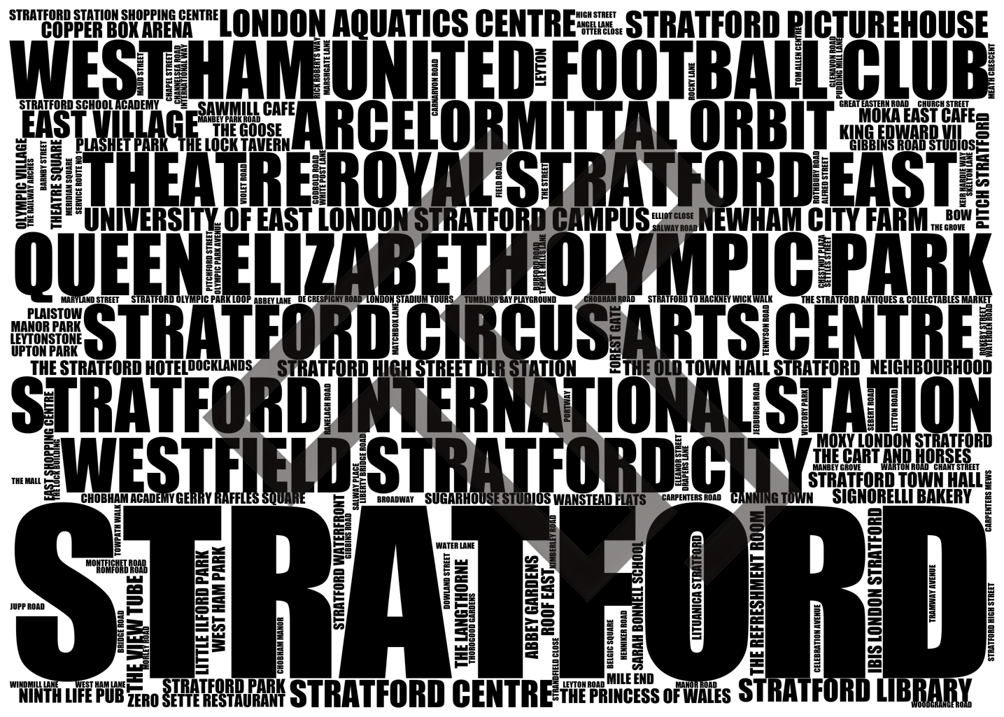 Stratford - Premium Typographic Word Cloud Prints, Posters & Gifts
