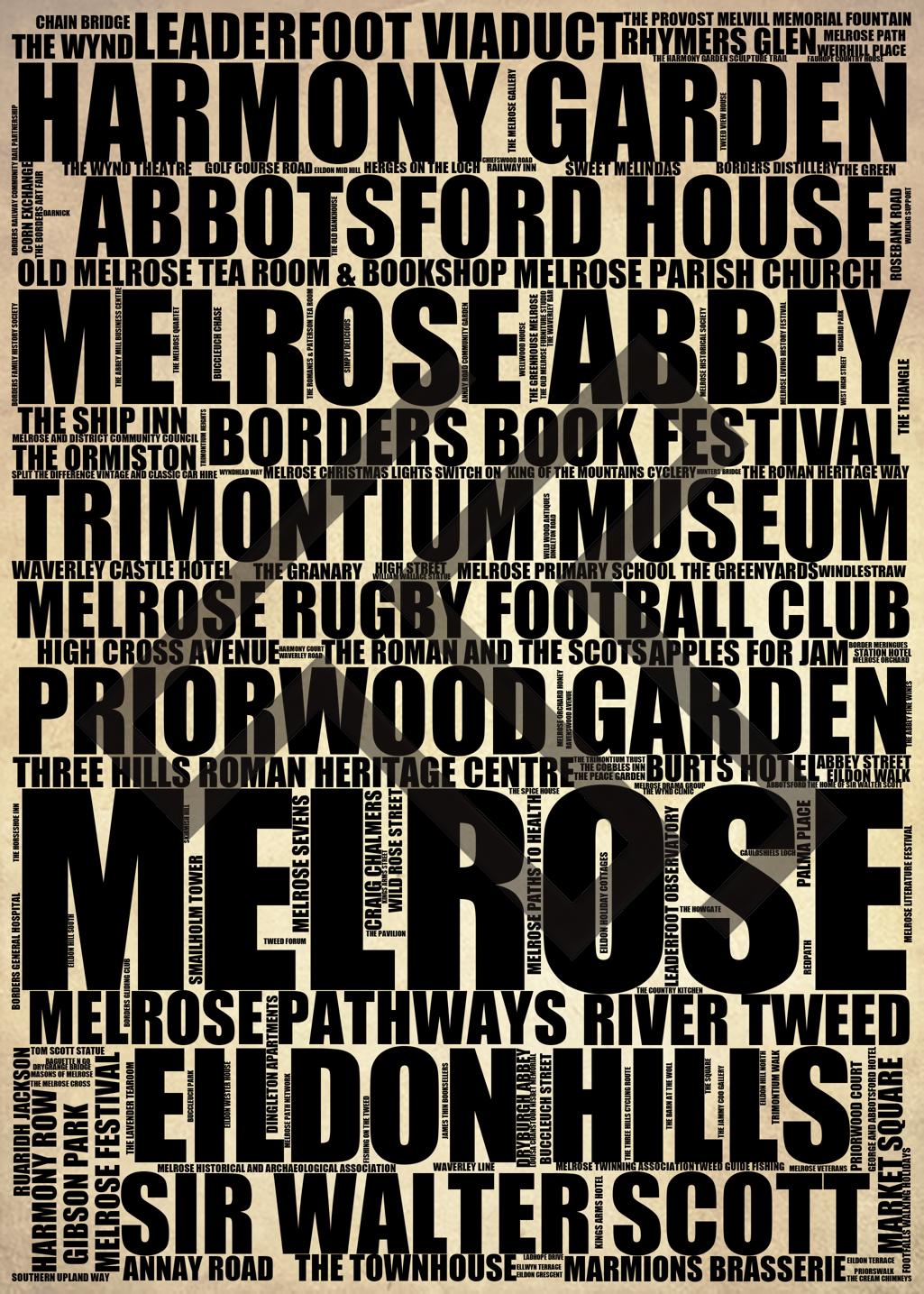 Melrose - Premium Typographic Word Cloud Prints, Posters & Gifts