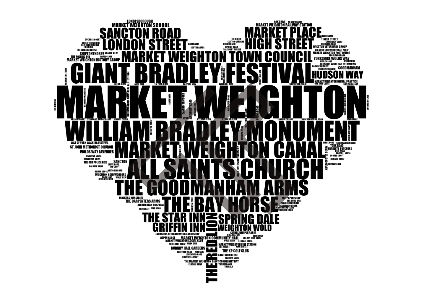 Market Weighton - Premium Typographic Word Cloud Prints, Posters & Gifts