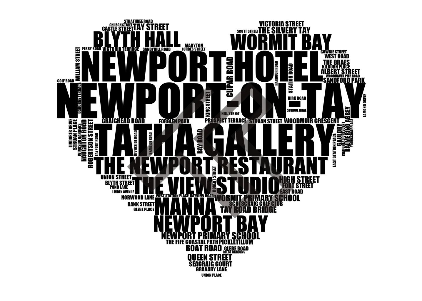 Newport-on-Tay - Premium Typographic Word Cloud Prints, Posters & Gifts