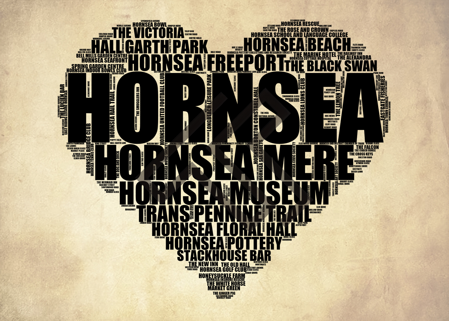Hornsea - Premium Typographic Word Cloud Prints, Posters & Gifts