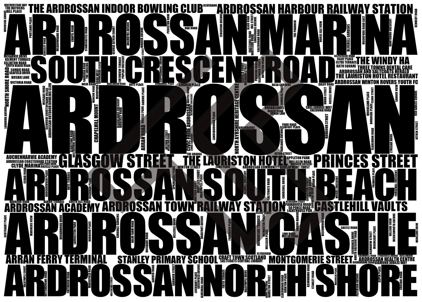 Ardrossan - Premium Typographic Word Cloud Prints, Posters & Gifts