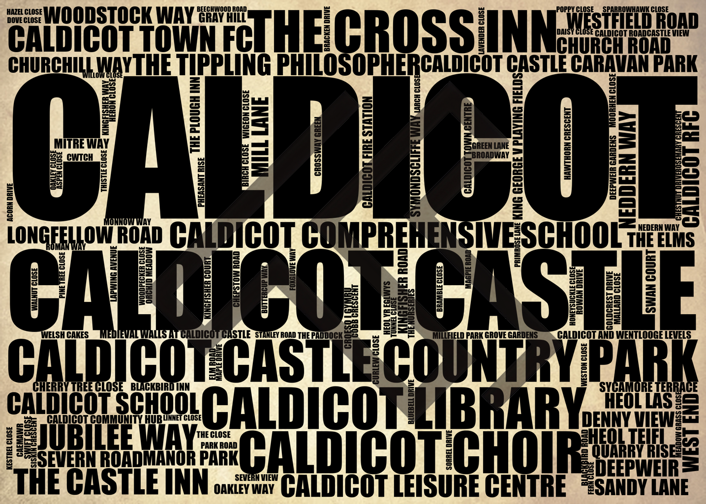 Caldicot - Premium Typographic Word Cloud Prints, Posters & Gifts