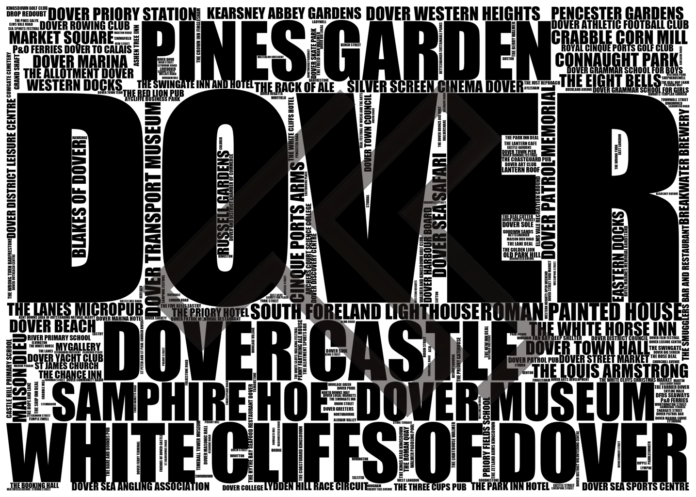 Dover - Premium Typographic Word Cloud Prints, Posters & Gifts