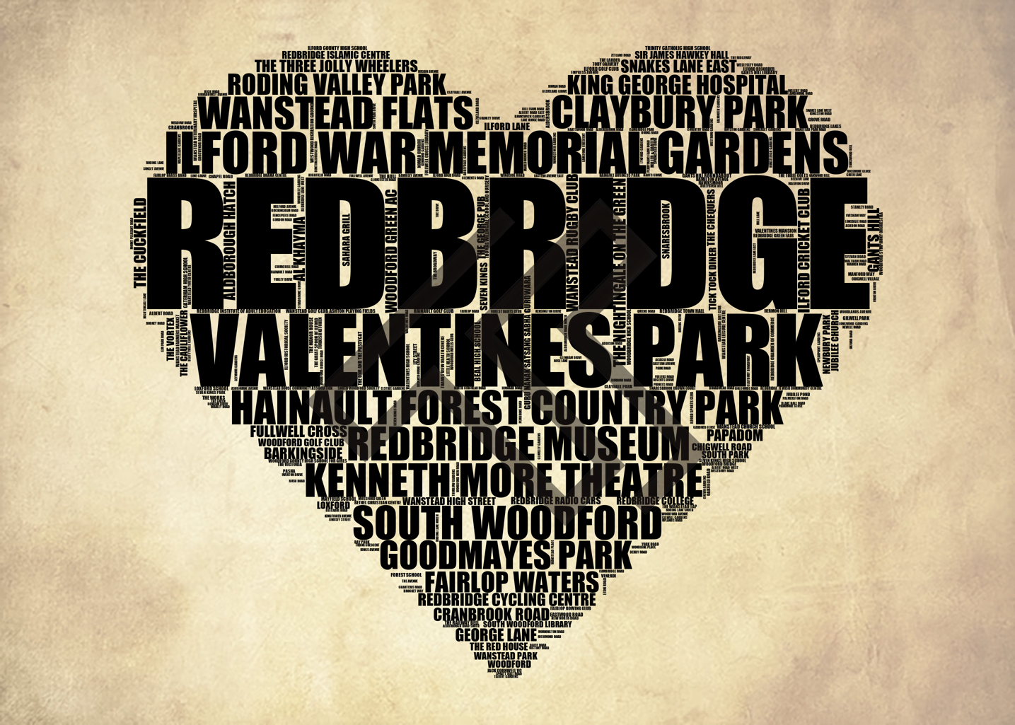 Redbridge - Premium Typographic Word Cloud Prints, Posters & Gifts