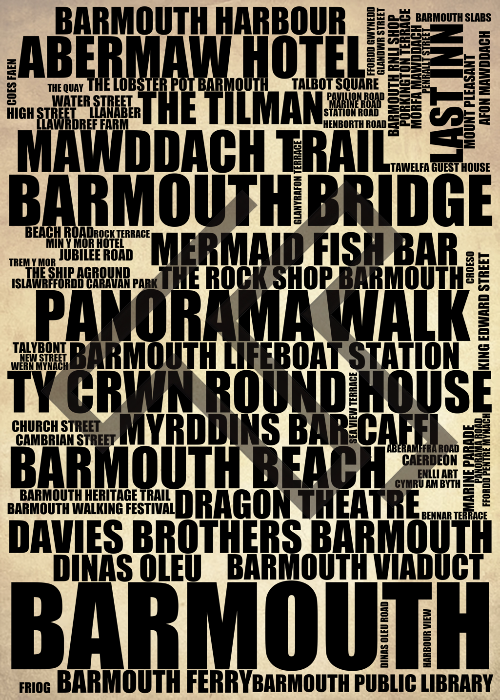 Barmouth - Premium Typographic Word Cloud Prints, Posters & Gifts