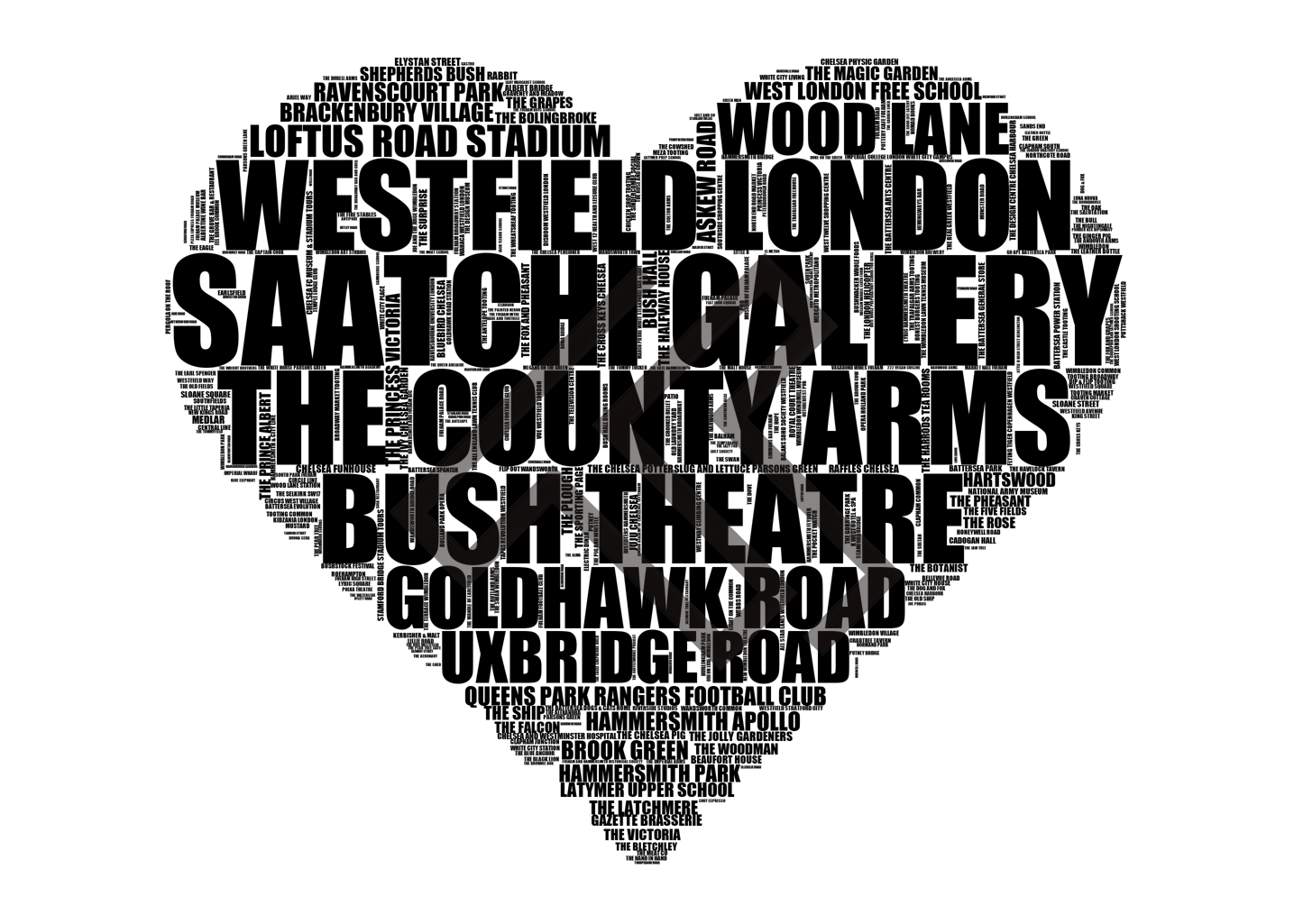 Shepherds Bush - Premium Typographic Word Cloud Prints, Posters & Gifts