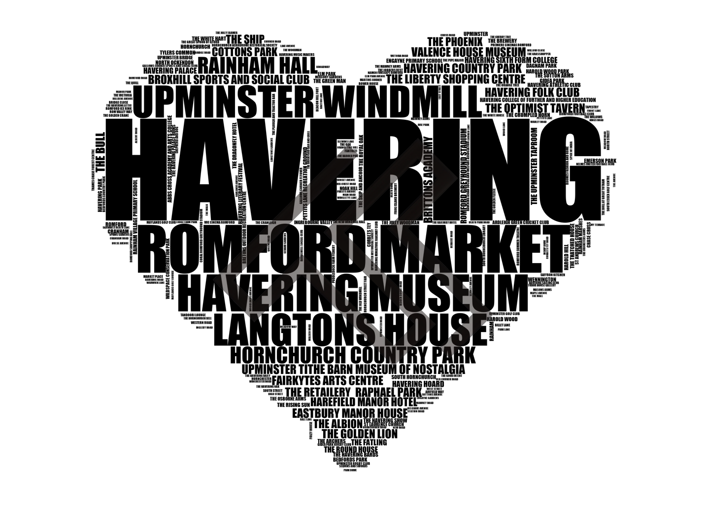 Havering - Premium Typographic Word Cloud Prints, Posters & Gifts