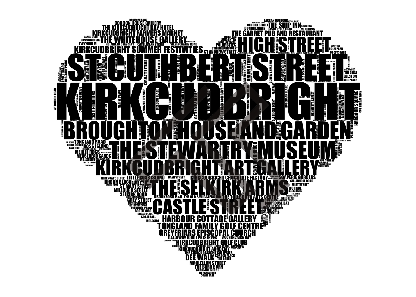Kirkcudbright - Premium Typographic Word Cloud Prints, Posters & Gifts