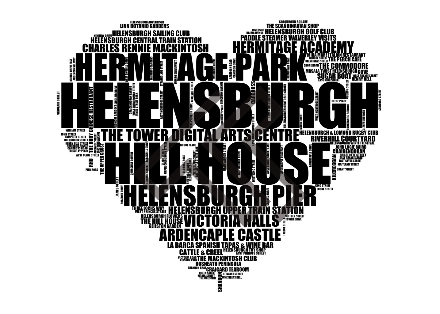 Helensburgh - Premium Typographic Word Cloud Prints, Posters & Gifts