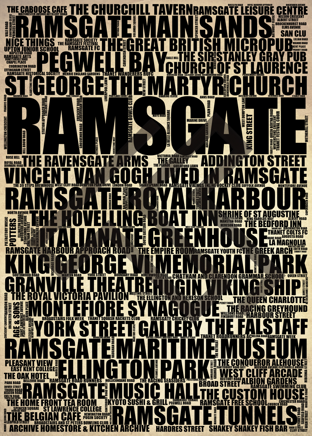 Ramsgate - Premium Typographic Word Cloud Prints, Posters & Gifts