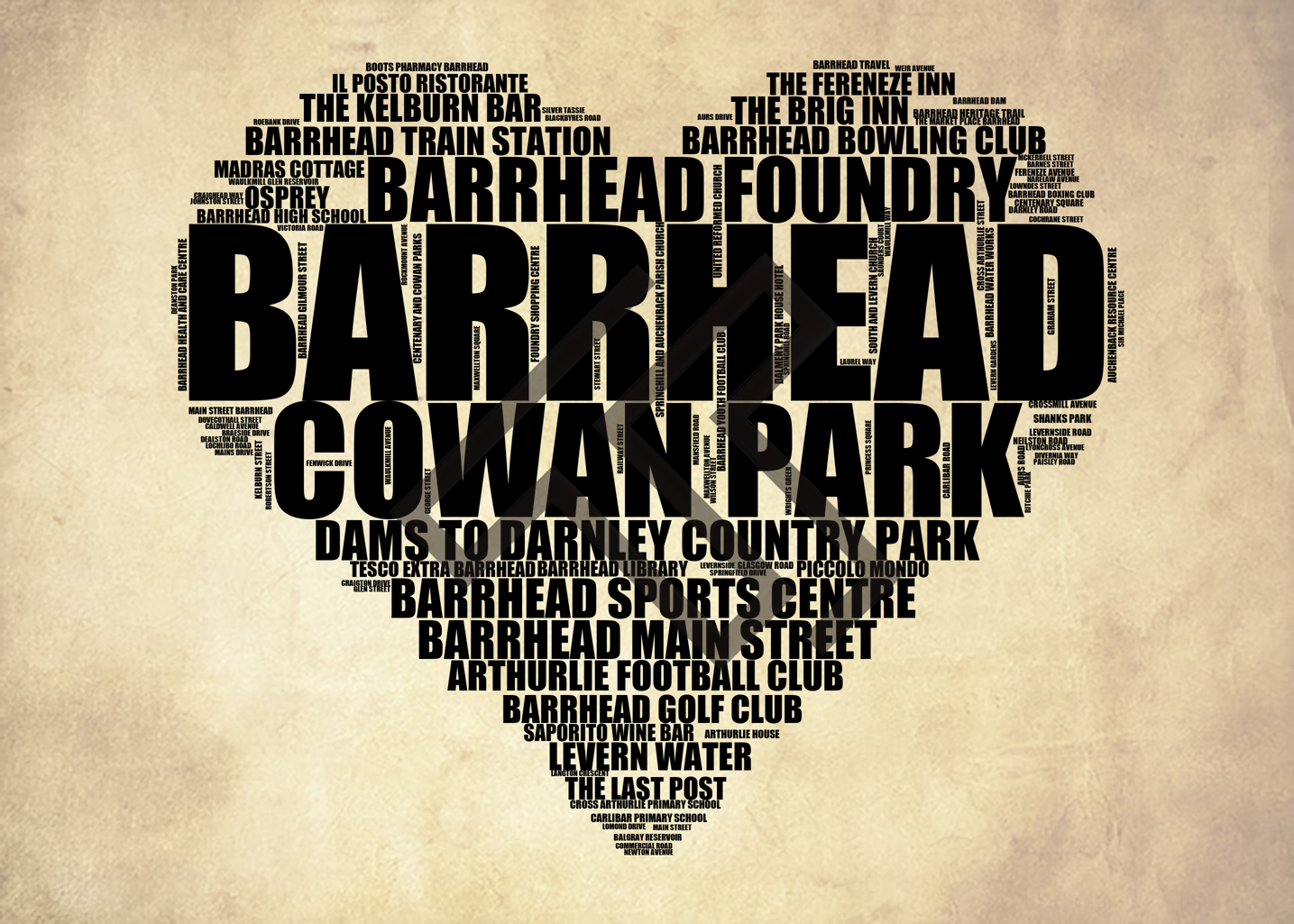 Barrhead - Premium Typographic Word Cloud Prints, Posters & Gifts